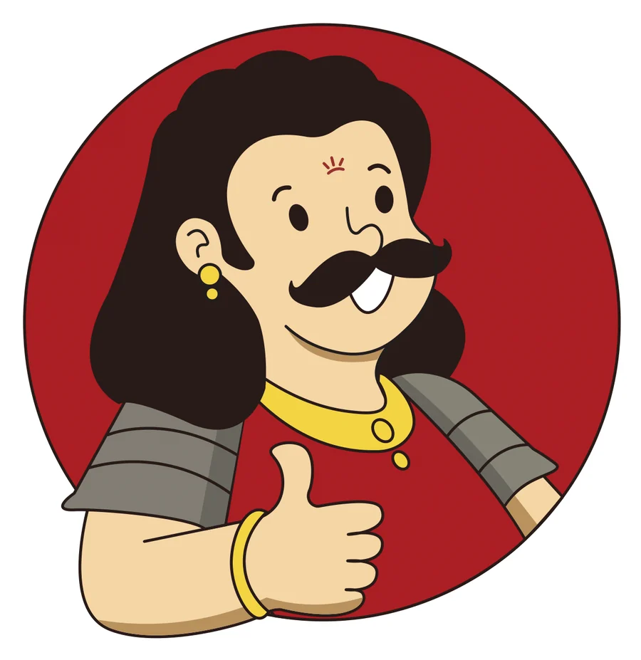The mascot on a red circle