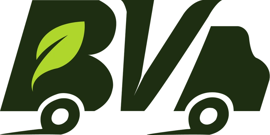 The Bulkveg emblem: B and V as a delivery truck, with a leaf