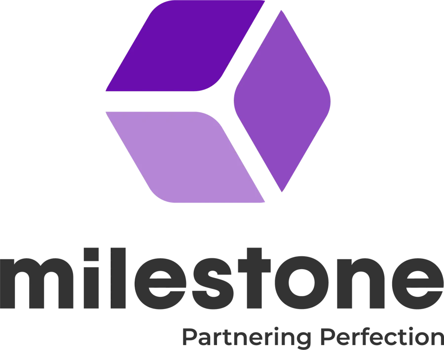 The Milestone lockup with the line Partnering Perfection